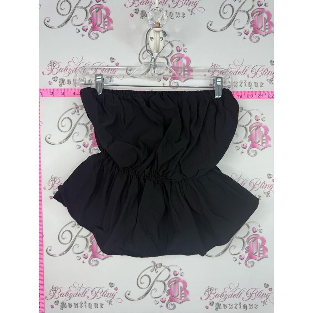 Strapless top Women’s Black Elastic Waist Bubble tube top